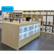 Customized Retail Wooden Glass Cell Phone Shop Display Counter For Phone Store Decoration